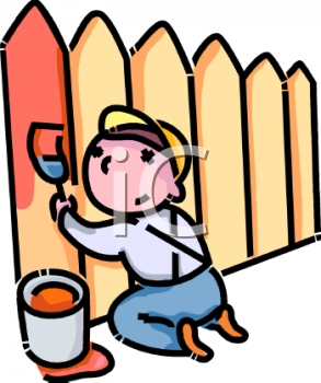 Boy Painting A Fence