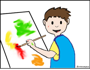 Boy Painting With Smock No Lettering