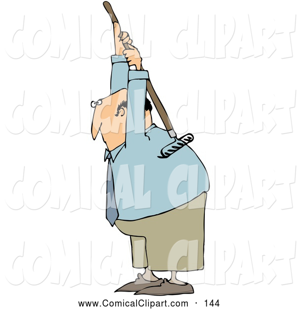 Clip Art Of A Balding White Businessman Scratching An Itch On His Back    