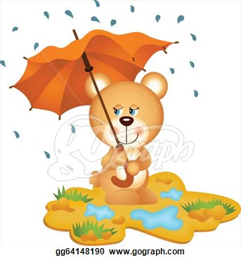 Clip Art Vector   Teddy Bear Under Umbrella  Stock Eps Gg64148190