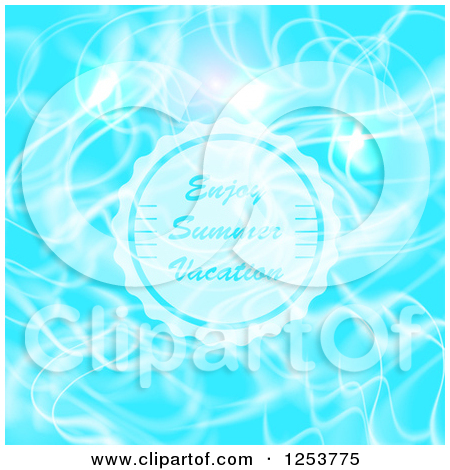 Clipart Of Enjoy Summer Vacation Text Over Blue   Royalty Free Vector