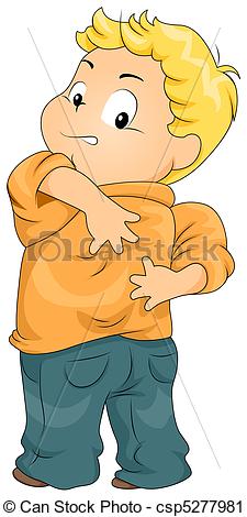 Clipart Of Itchy Back   Illustration Of A Kid Struggling To Scratch