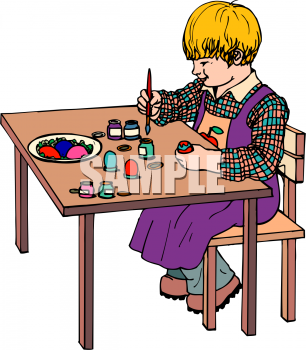 Clipart Picture Of A Small Boy Painting Easter Eggs   Foodclipart Com