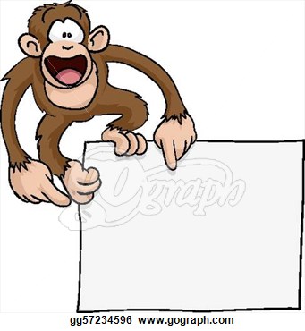 Crazy Cute Monkey Sign Illustration  Eps Clipart Gg57234596   Gograph