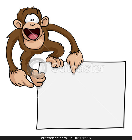 Crazy Cute Monkey Sign Illustration Stock Vector Clipart A Crazy Cute