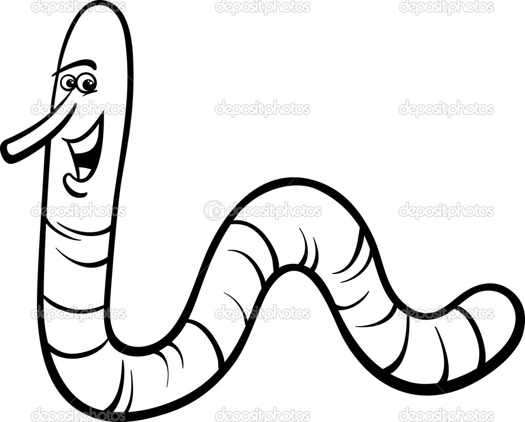 Earthworm Cartoon Coloring Page   Stock Vector   Izakowski