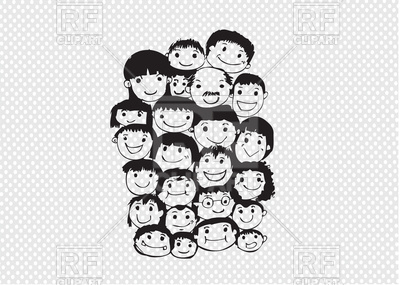 Faces Of People   Sketch 86954 Download Royalty Free Vector Clipart    