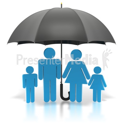 Figure Blue Family Under Umbrella   Medical And Health   Great Clipart