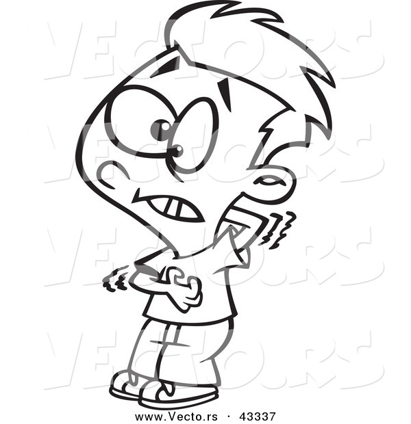 Itchy Cartoon Boy Scratching His Chest And Back   Coloring Page