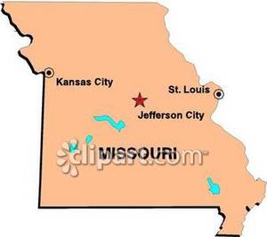 Map Of Missouri And Its Major Cities   Royalty Free Clipart Picture