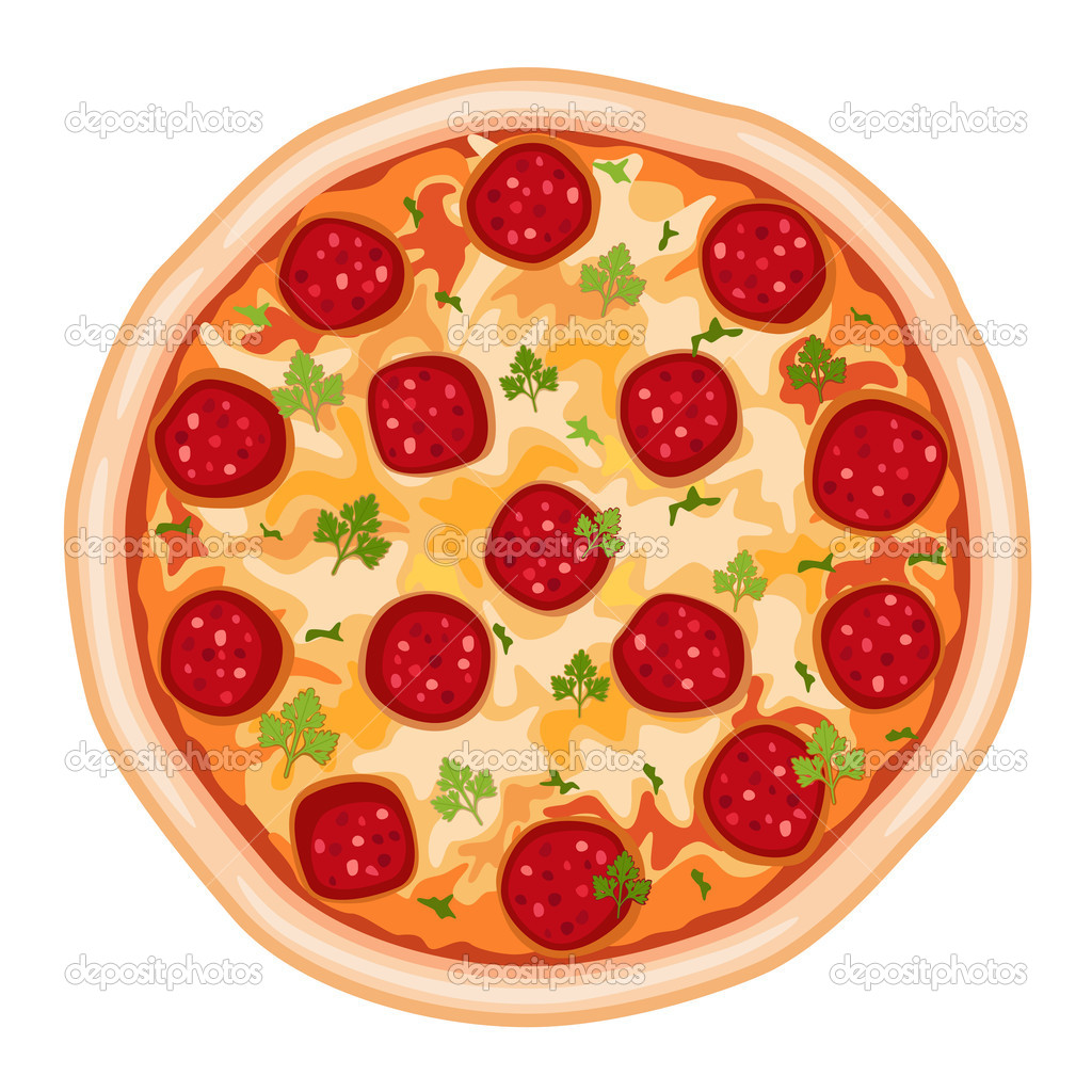 Pizza Salami   Stock Vector   Eireann  6125994