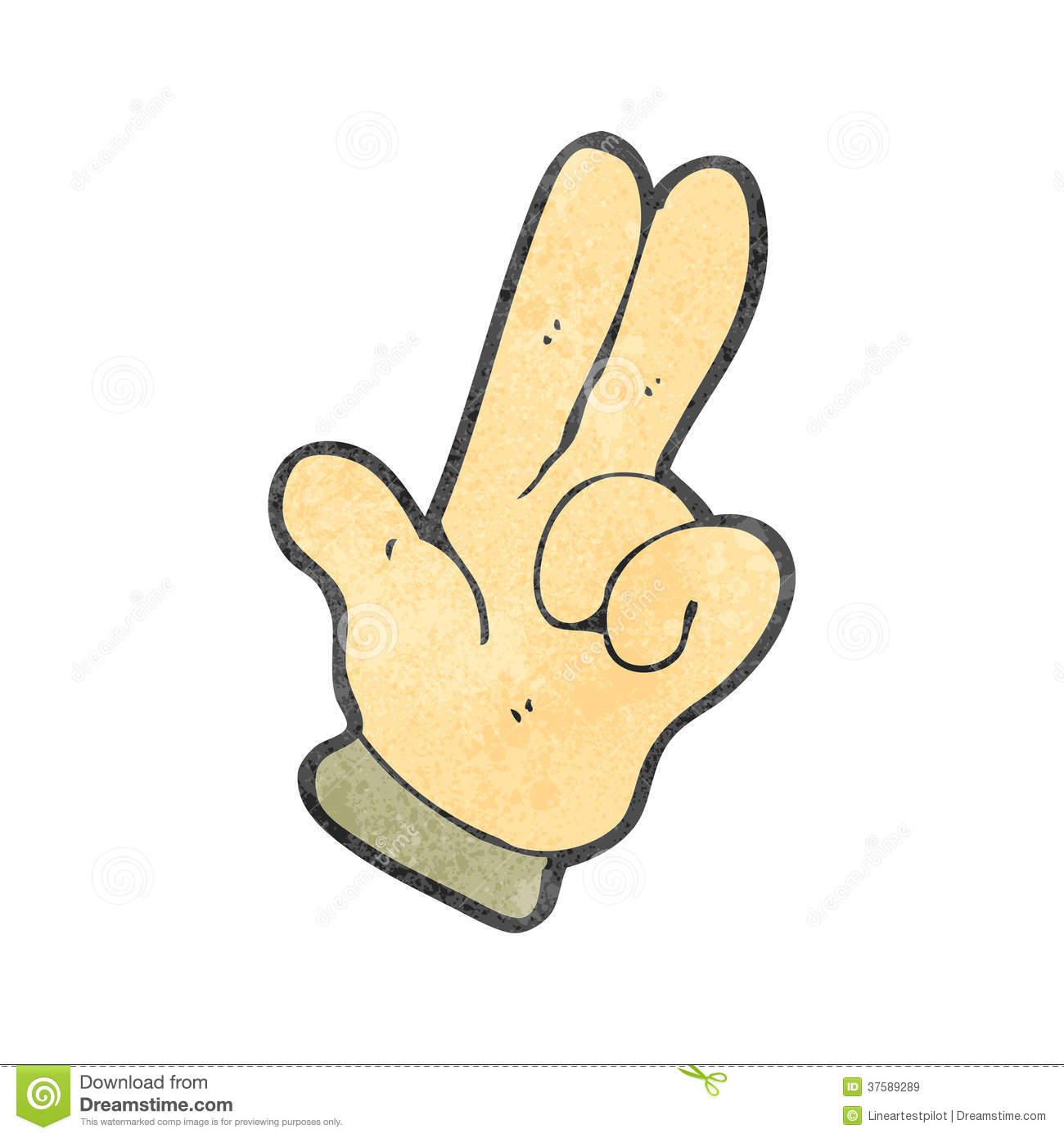 Retro Cartoon Two Fingers Symbol Royalty Free Stock Images   Image
