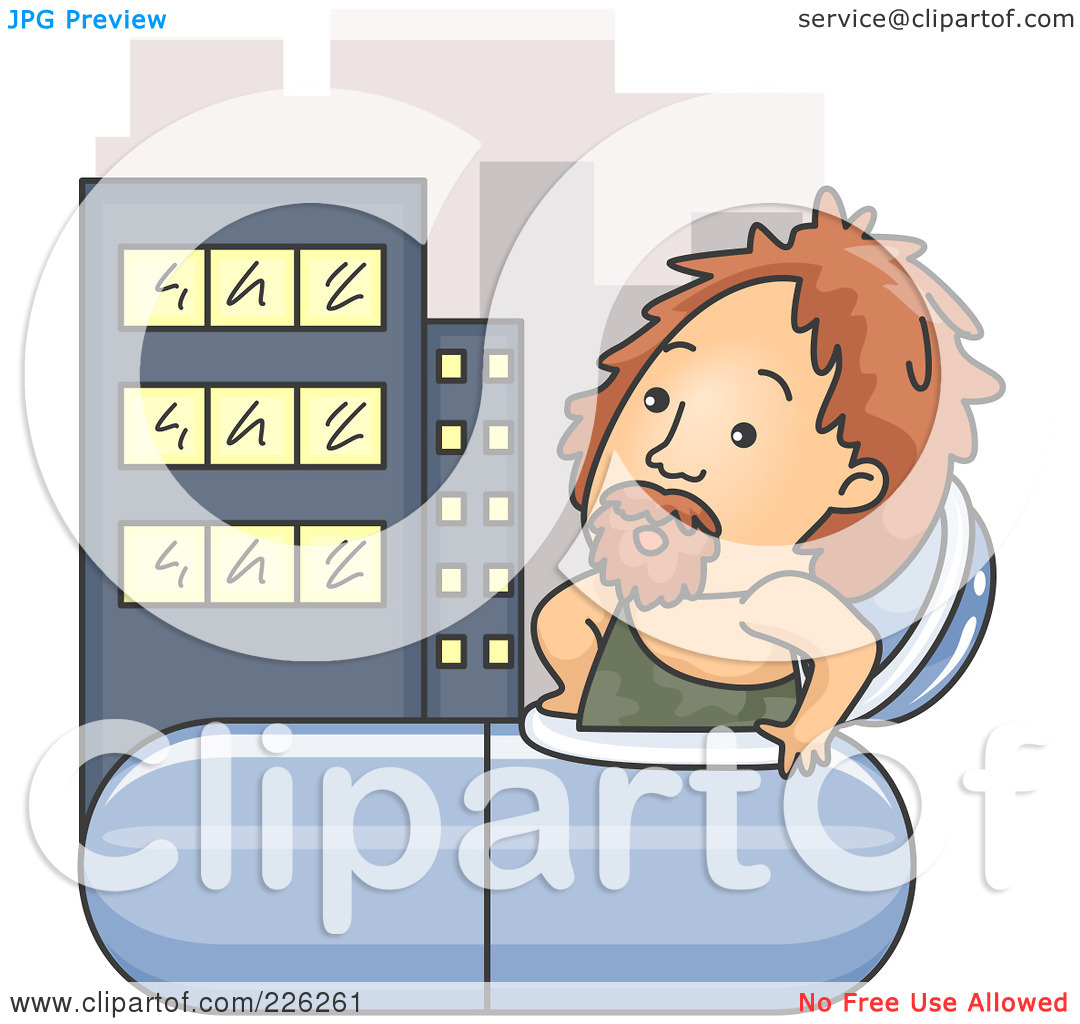 Rf  Clipart Illustration Of A Caveman Emerging From A Time Capsule