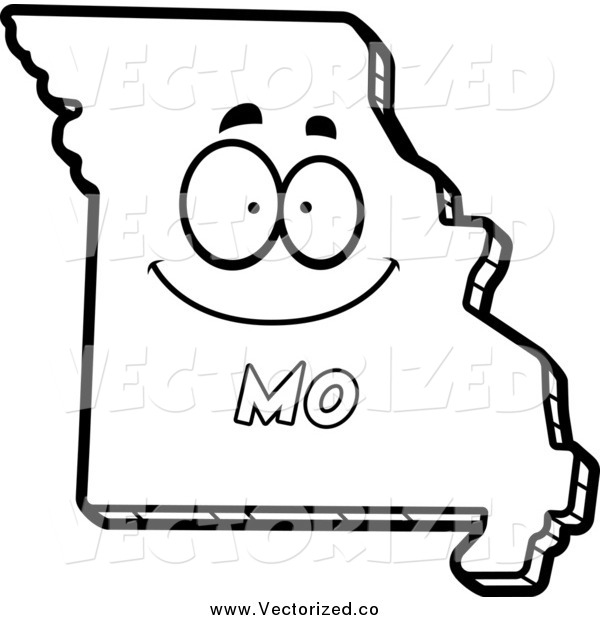 Royalty Free Clipart Of A Black And White Happy Missouri State