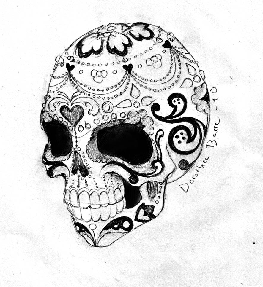 Sugar Skull Line Drawings 4   Sugar Skull Tattoos