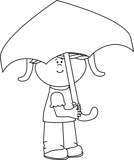 Under Umbrella Clip Art   Black And White Girl Under Umbrella Image