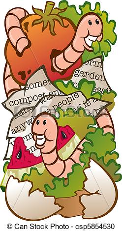 Vector Clipart Of Worm Composting   Vector Illustration Of A Worm