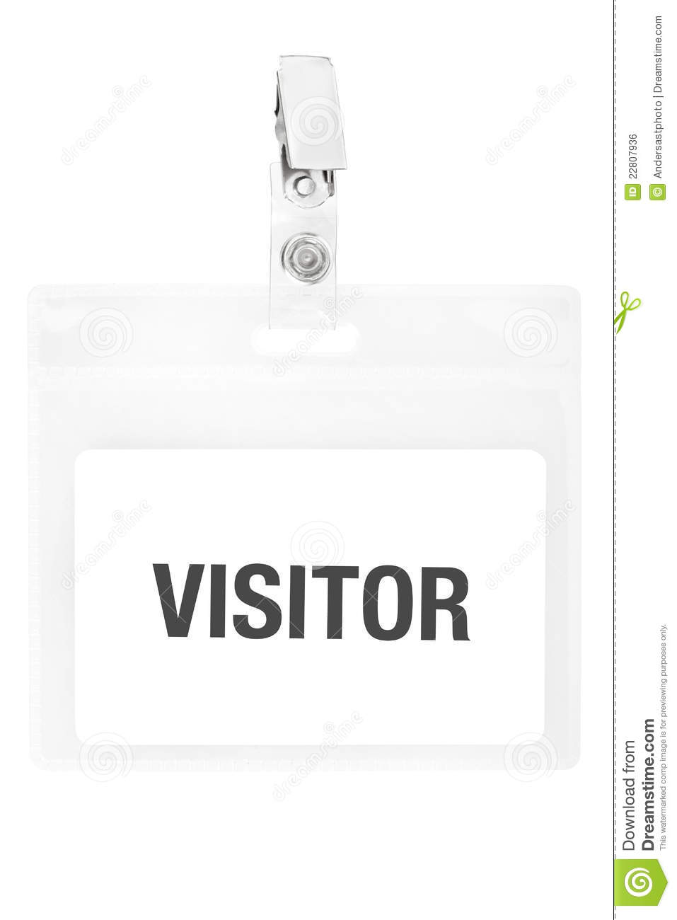 Visitor Badge Or Id Pass Isolated On White Background Clipping Path