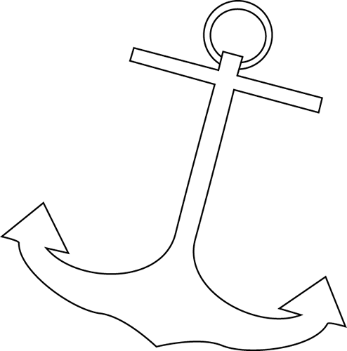 Anchor Clip Art Image   Black And White Outline Of A Boat Anchor