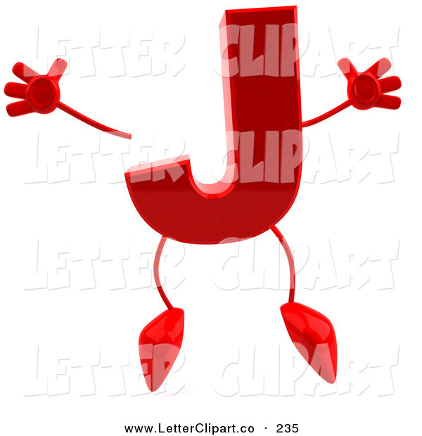 Clip Art Of A Jumping Red Letter J With Arms And Legs By Julos    235