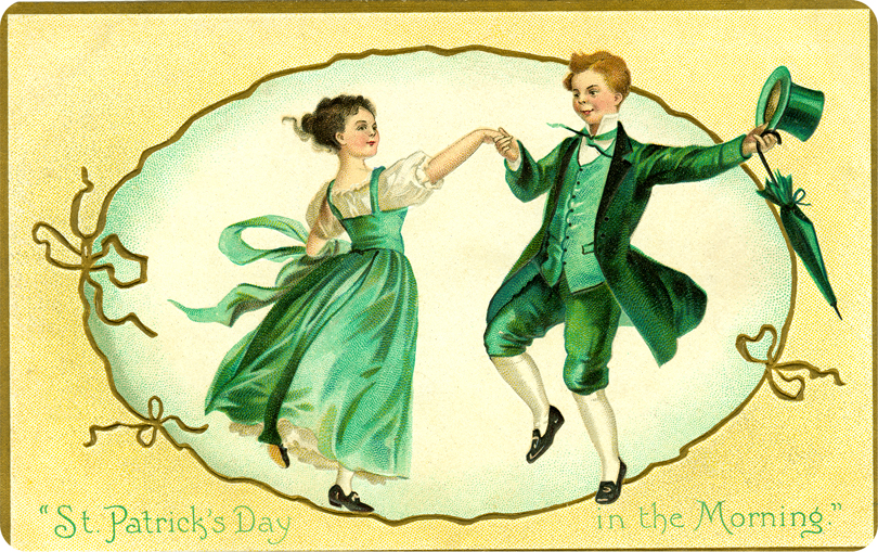 Clip Art  Old Fashioned Couple Dancing On Saint Patrick S Day Vintage