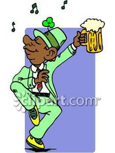     Dancing A Jig And Holding A Beer   Royalty Free Clipart Picture