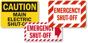 Emergency Shut Off Signs   Main Disconnect Signs   Labels