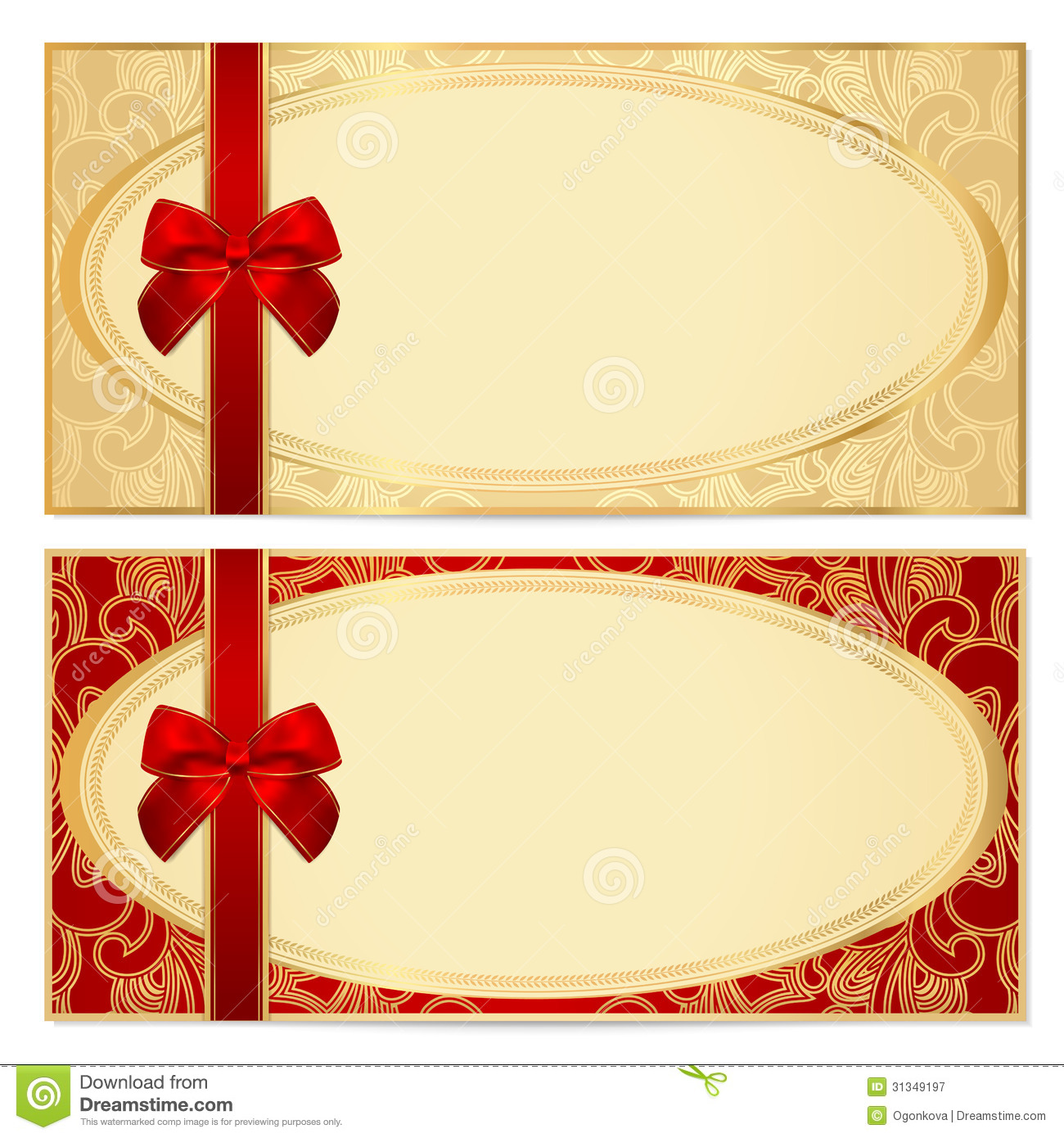 Gift Certificate  Voucher  Template  Bow Pattern Royalty Free Stock