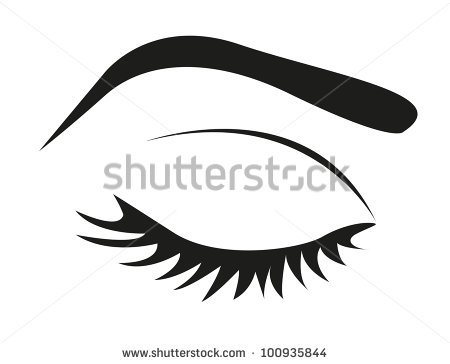 Silhouette Of Eye Lashes And Eyebrow Closed Vector Illustration