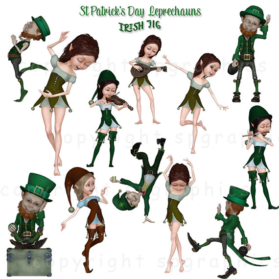 St Patrick S Day   Irish Jig   Clipart For Cards Scrapbooking
