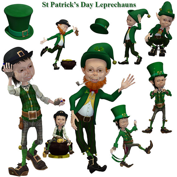 St Patrick S Day Leprechauns   Irish Jig   Clipart For Cards