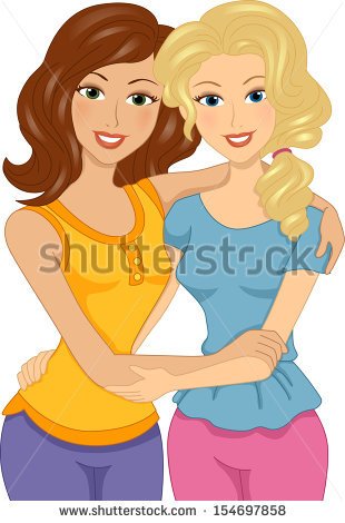 Two Friends Hugging Clipart Illustration Of Female Friends