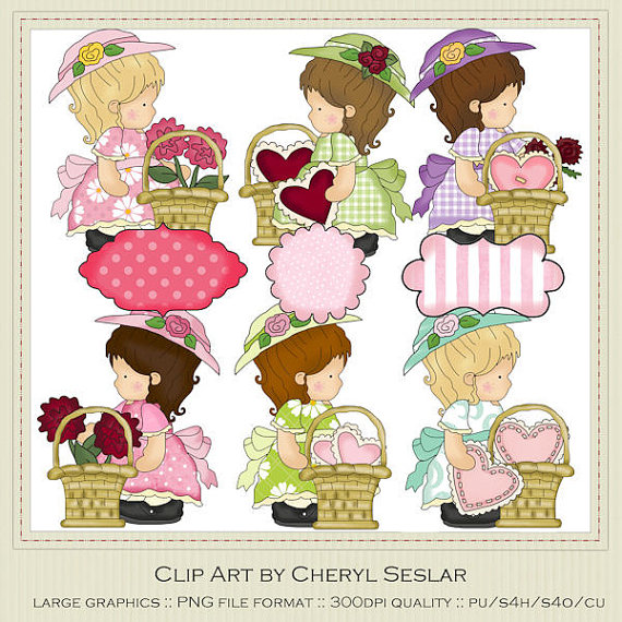 Annabelles Valentine Baskets Clip Art By Cheryl Seslar
