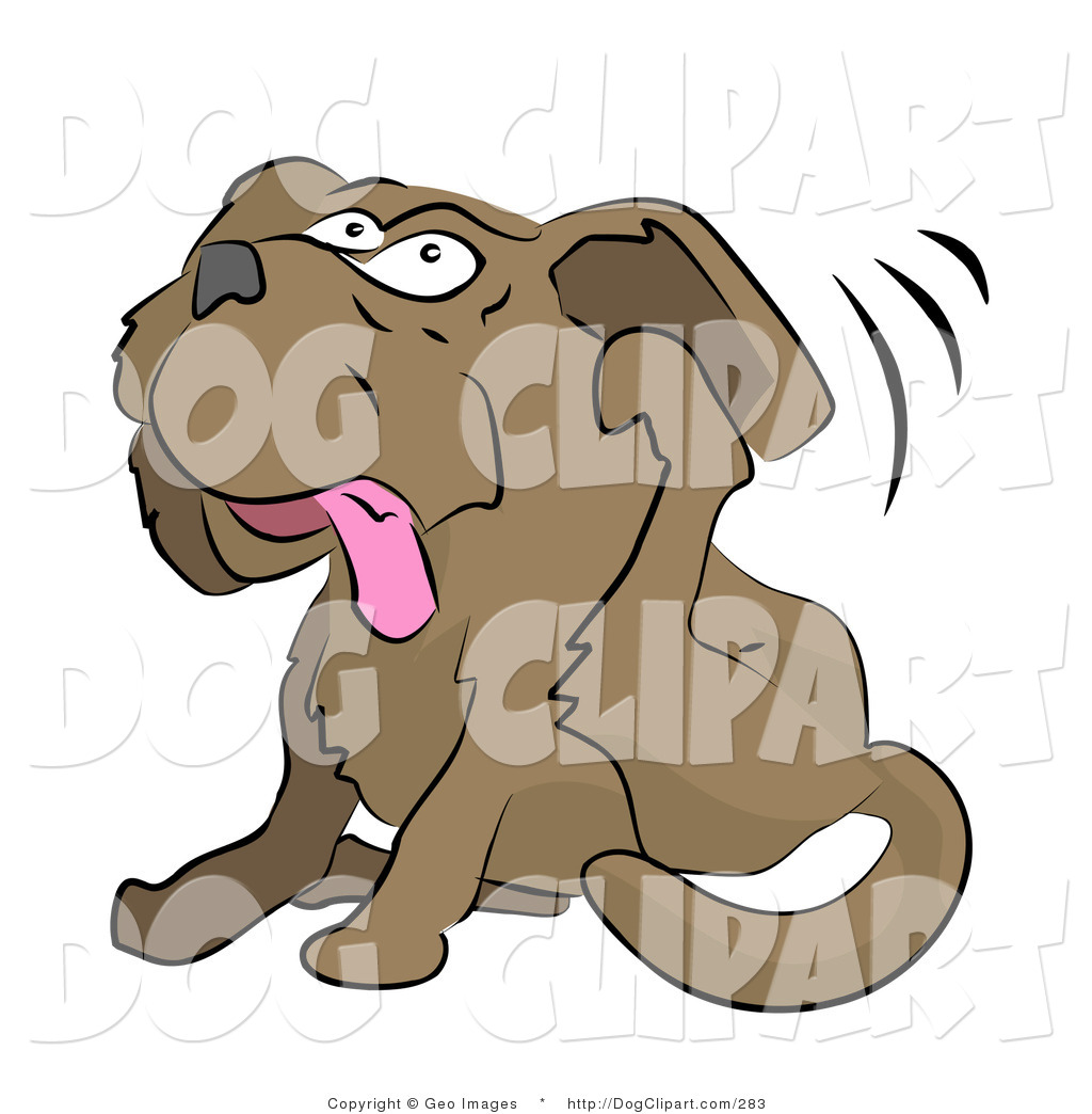 Clip Art Of A Dog Scratching Its Ear With Its Hind Leg By Geo Images    