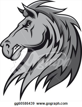 Clipart   Angry Gray Stallion  Stock Illustration Gg60586439
