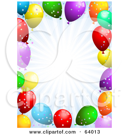 Clipart Illustration Of Colorful Helium Filled Balloons With Confetti