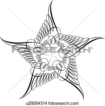 Clipart Of Calligraphic Design Of A Five Point Star U29264314   Search    