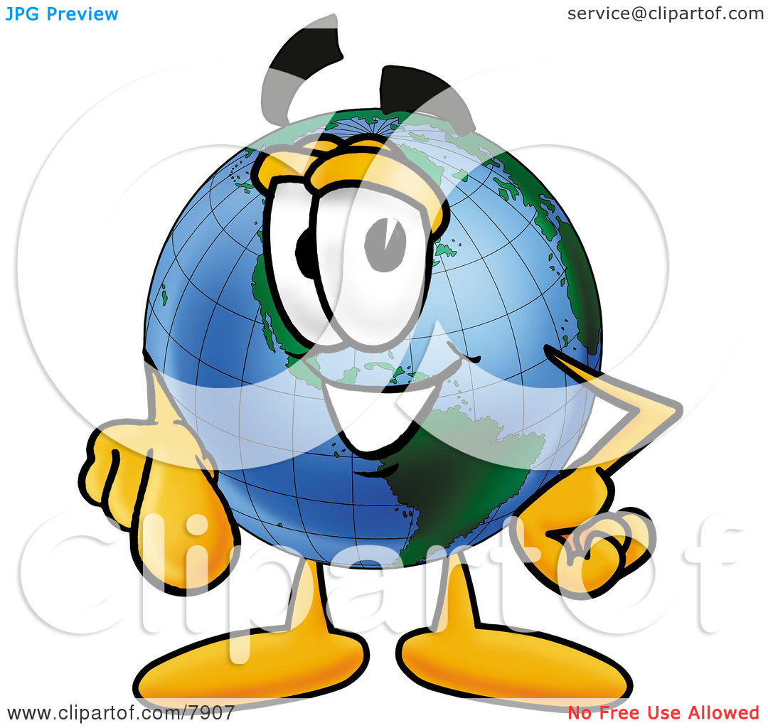 Clipart Picture Of A World Earth Globe Mascot Cartoon Character