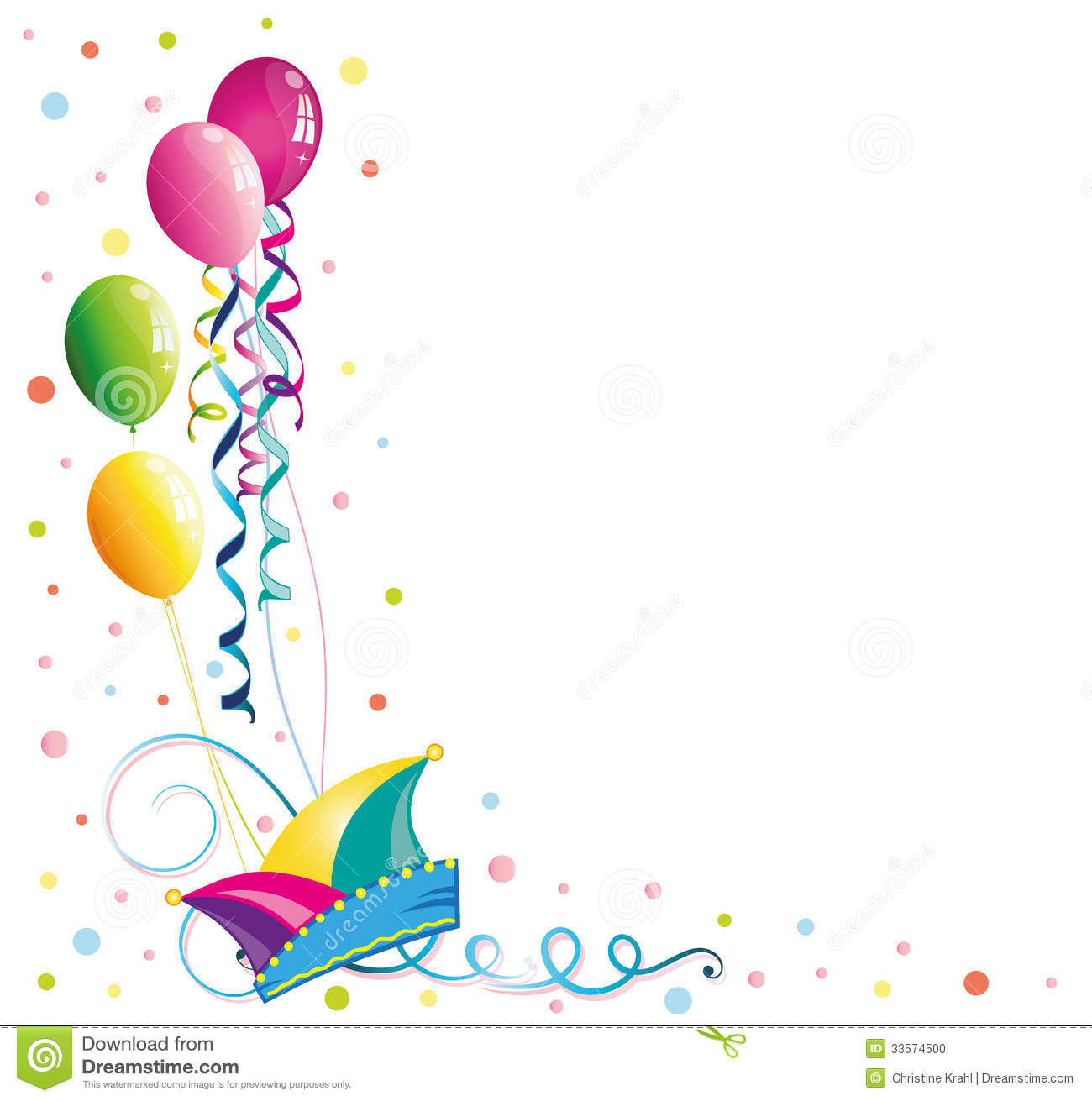 Colorful Carnival Border With Balloons Streamers And Confetti