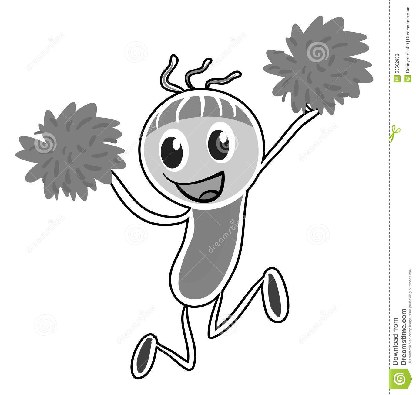 Doodles Cheerleader With Pom Pom Jumping 