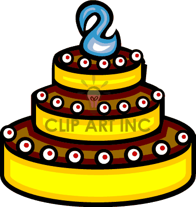 Free Three Layer Birthday Cake With A Number 2 On The Top Clipart