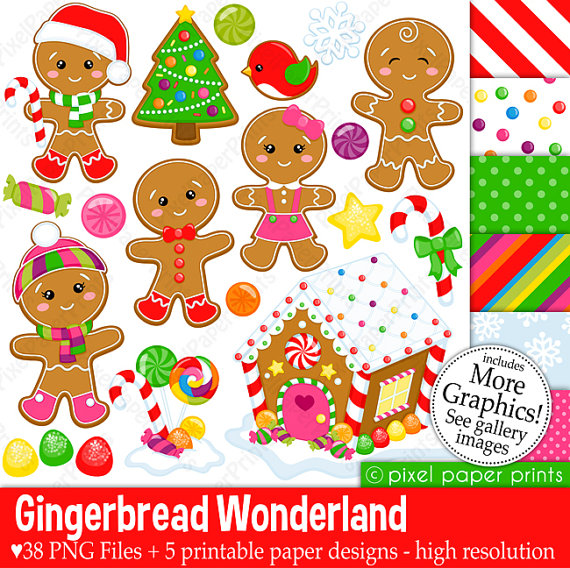 Gingerbread Wonderland   Christmas Clipart   Clip Art And Digital