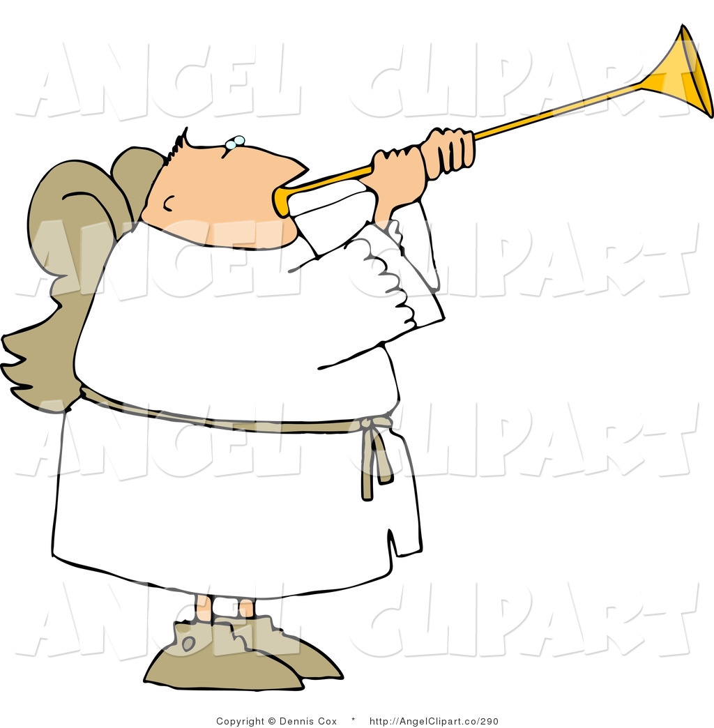Larger Preview  Clip Art Of An Angel Blowing A Horn By Djart