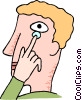 Man Putting In A Contact Lens Vector Clip Art Image