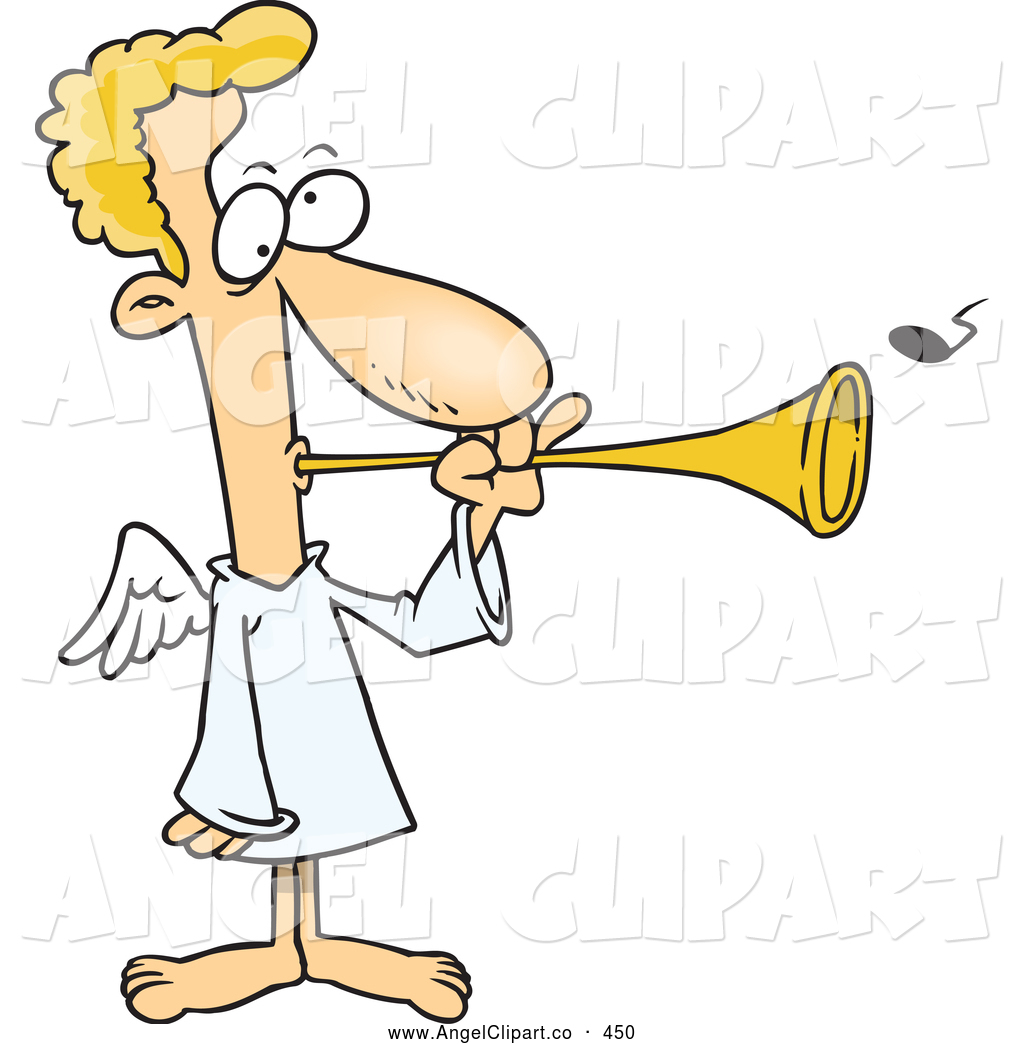 Preview  Clip Art Of A Goofy Cartoon Herald The Angel Blowing A Horn    