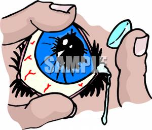 Putting In A Contact Lens   Royalty Free Clipart Picture