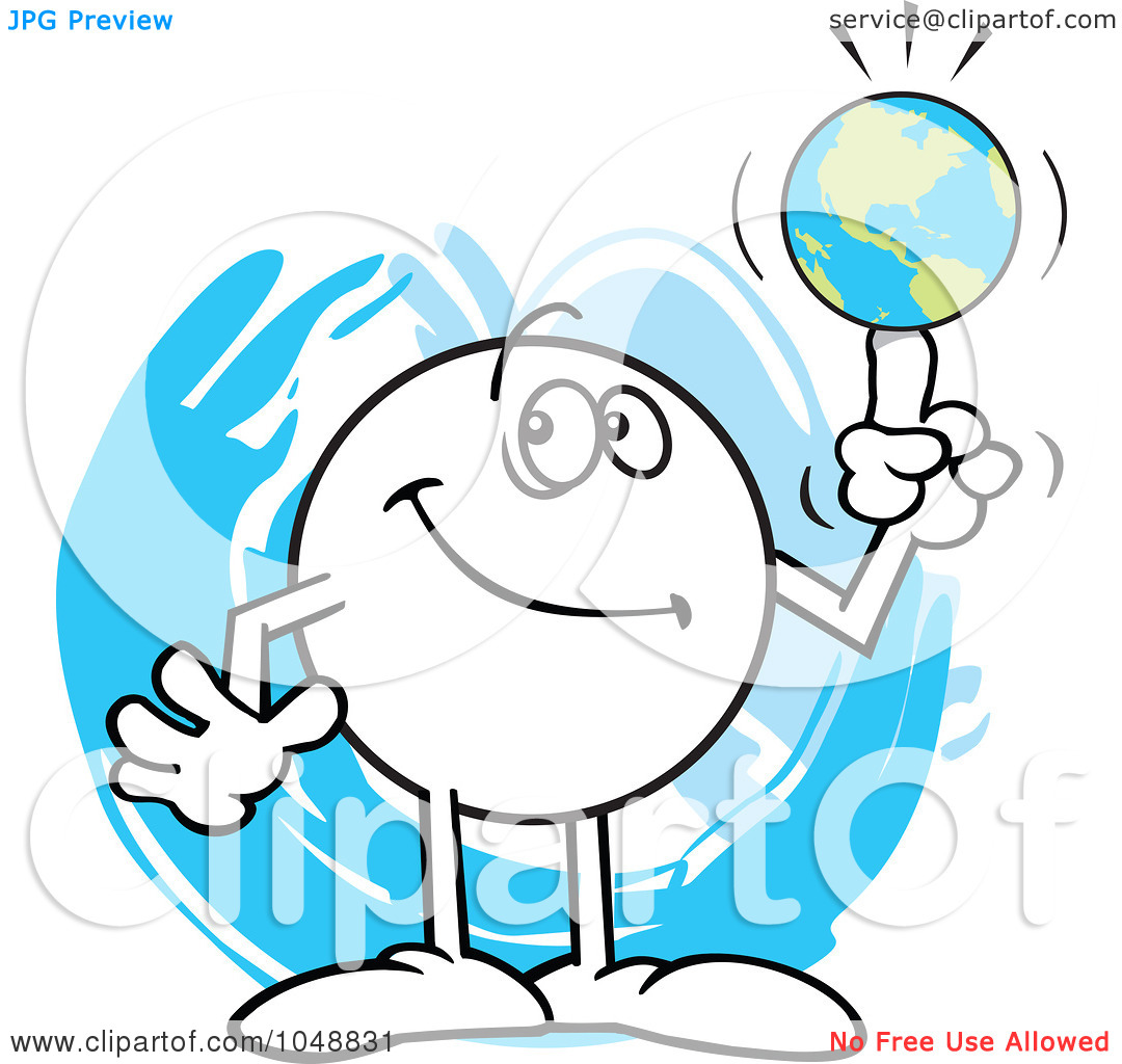 Rf  Clip Art Illustration Of A Moodie Character Spinning A Small World