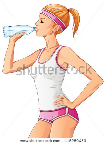 Sporty Girl Drinking Water And Relaxing After Exercising  Stock Vector    