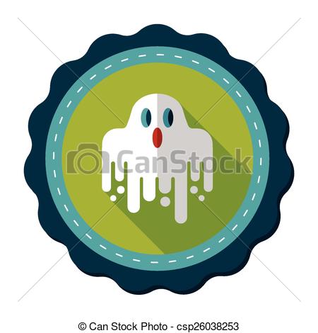 Vector   Ghost Flat Icon With Long Shadow Eps10   Stock Illustration