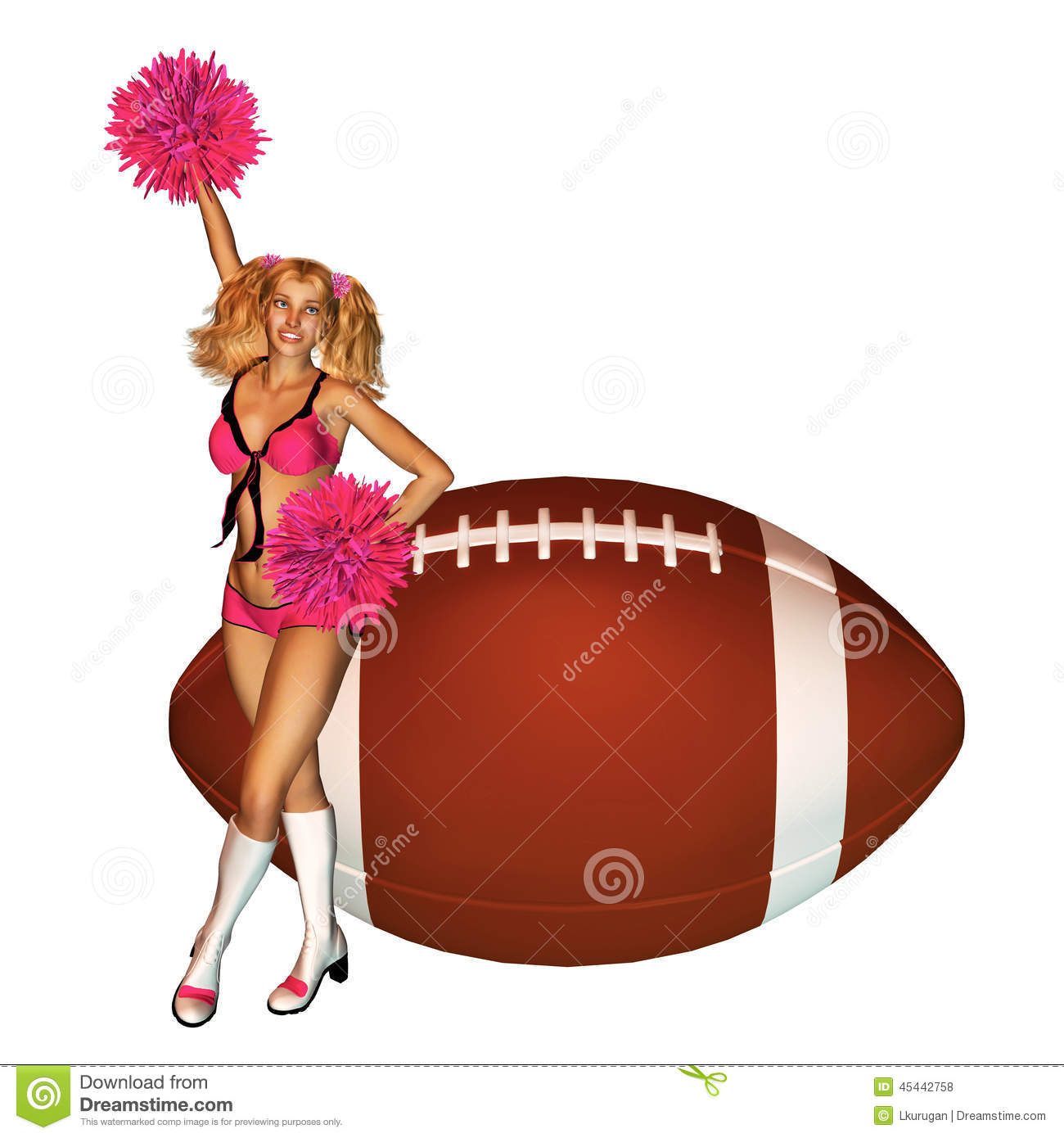     White Boots Holding Pink Pom Poms With Large Football Mr No Pr No 1 68